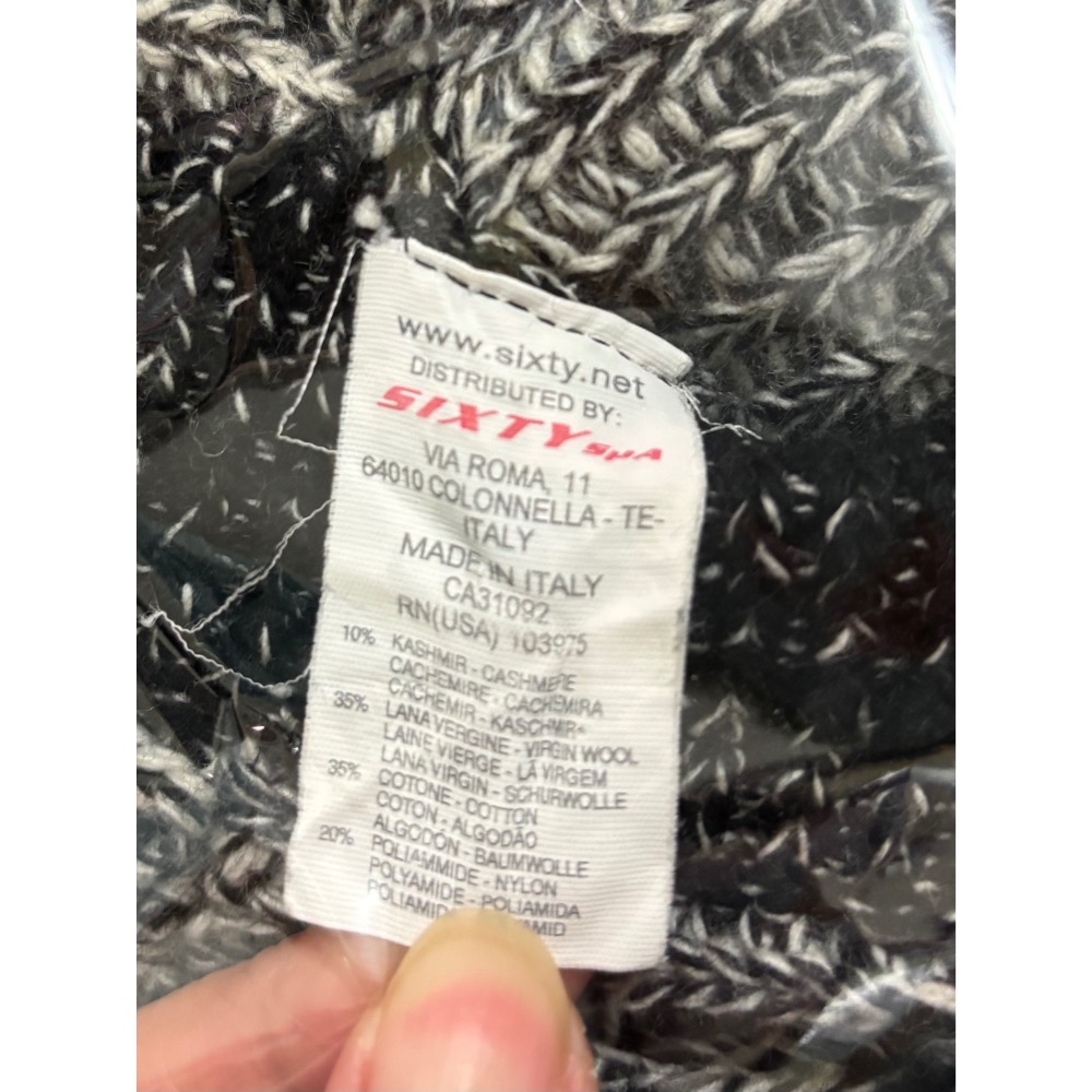 義大利製 Engrgie  Gold 連帽毛衣 cashmere初剪羊毛衣 Sixty 粗針織V領 M 克什米爾羊絨-細節圖4