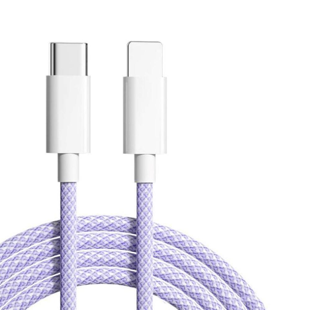 Iphone Ipad 編織充電線 充電線 傳輸線 PD 60w 27w Type-c 快充線 馬卡龍色系 多色編織-細節圖2