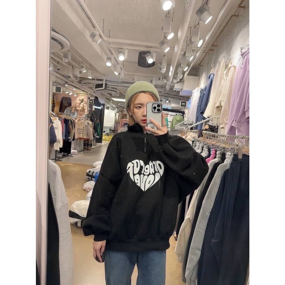 1616字母愛心厚磅刷毛拉鍊大學-細節圖6