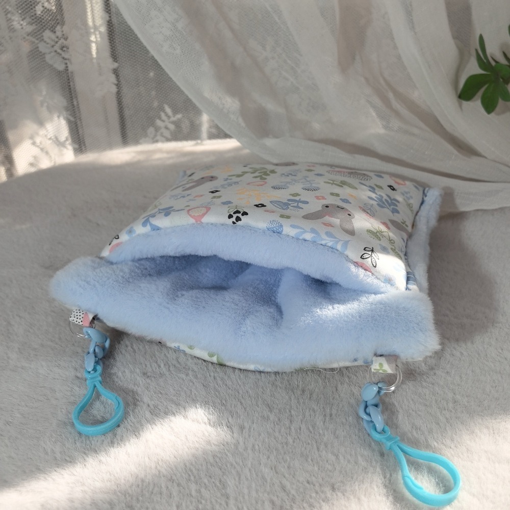 復古款純手工~蜜袋鼯花枝鼠倉鼠冬季用品~棉窩保暖棉被子掛袋小睡窩-細節圖2