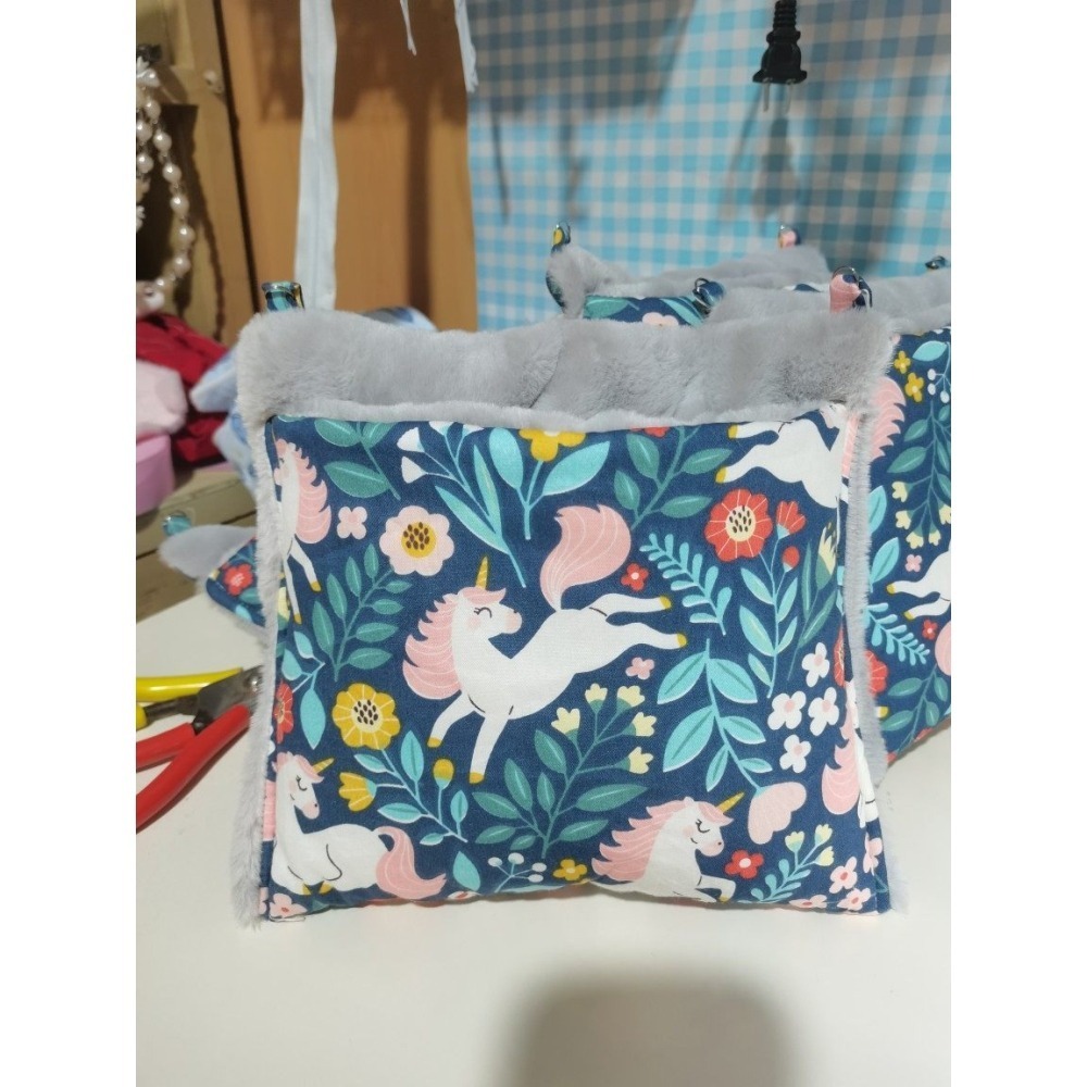 復古款純手工~蜜袋鼯花枝鼠倉鼠冬季用品~棉窩保暖棉被子掛袋小睡窩-細節圖4