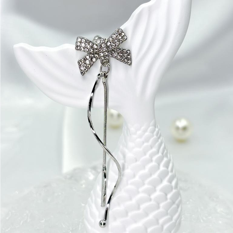 ｜原野生活CWhisper｜現貨S925銀針蝴蝶結垂墜感耳針耳飾耳釘耳環耳鉤-細節圖2