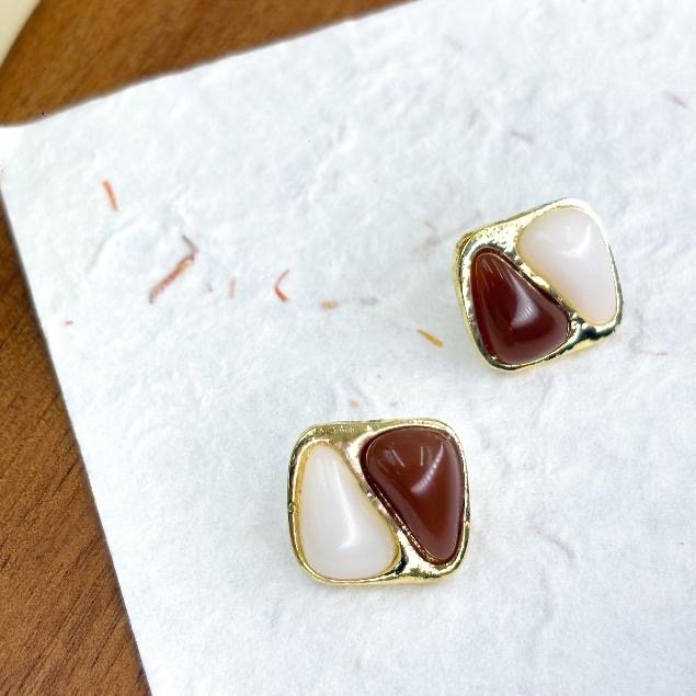 ｜原野生活CWhisper｜現貨紅寶石撞色耳針耳飾耳釘耳環耳鉤-細節圖2