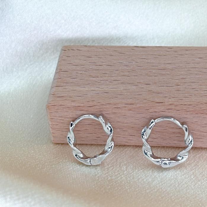 ｜原野生活CWhisper｜現貨本店爆款S925簡約銀麻花耳針耳飾耳釘耳環耳鉤-細節圖3