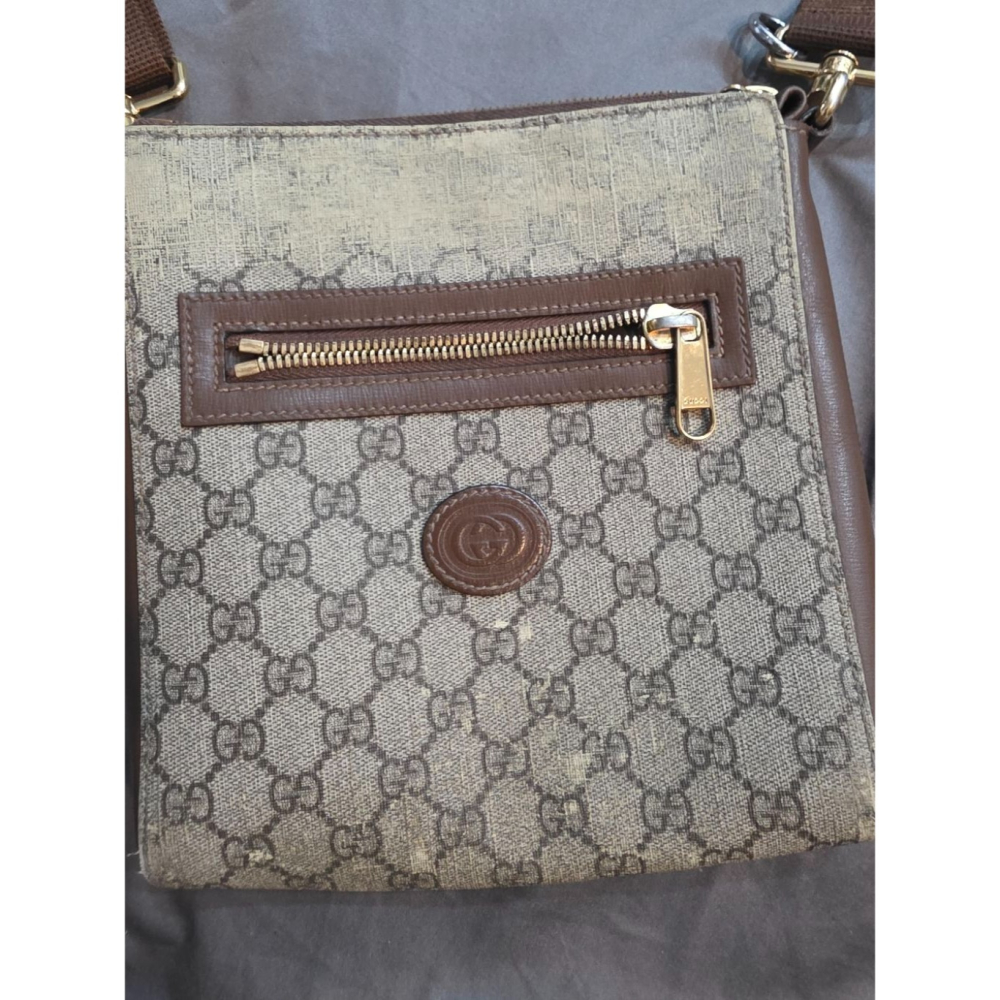GUCCI 經典Retro系列GG Supreme帆布斜背包 約21 x 23.5 x 4.5cm-細節圖7