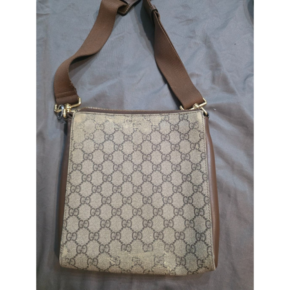 GUCCI 經典Retro系列GG Supreme帆布斜背包 約21 x 23.5 x 4.5cm-細節圖9