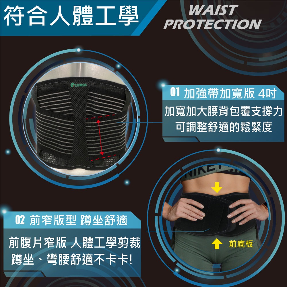 【康得適-COMDS】 反光纖薄護腰 UL-503-細節圖4