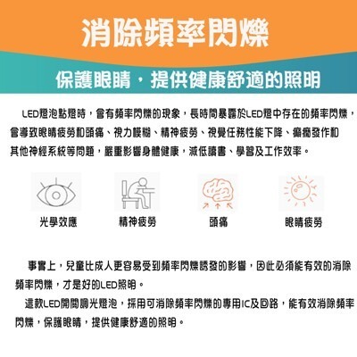 【調光+護眼】LED 開關調光護眼檯燈 綠色 10W4段調光燈泡 消除頻率閃爍 無藍光危害 售價包含調光燈泡-細節圖7