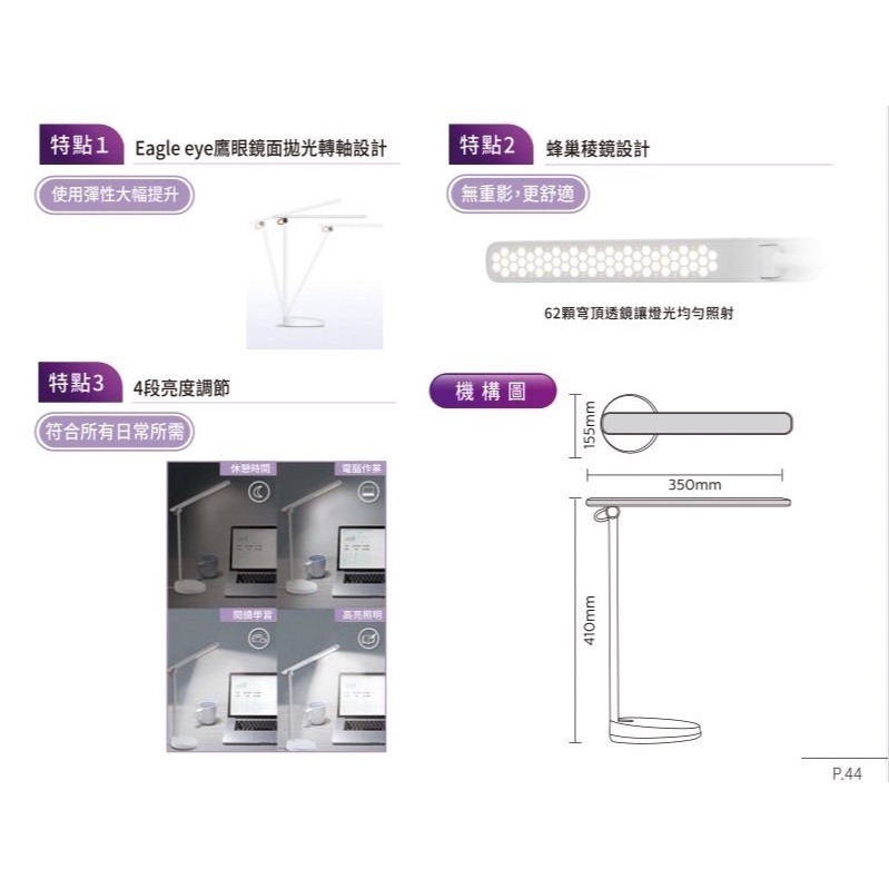 現貨 PHILIPS 飛利浦 LED 護眼檯燈 品慧 新款 四段 可調光檯燈 66137 檯燈-細節圖5