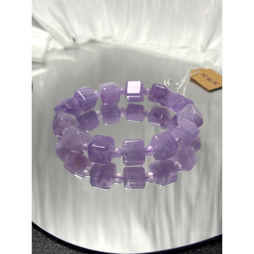 《YUBUY》·現貨·紫水晶方糖手鍊/9mm+/手圍15.5-細節圖3