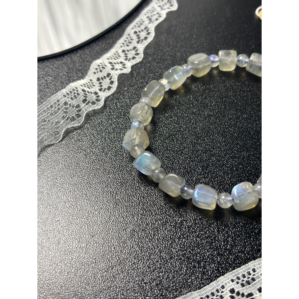 《YUBUY》·現貨·灰月光方糖手鍊/7mm+/手圍16-細節圖2