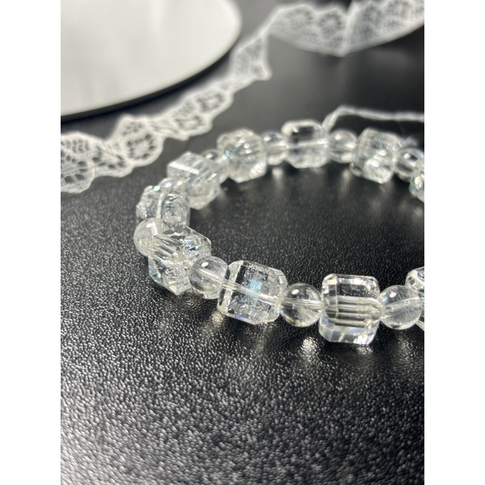 《YUBUY》·現貨·白阿塞方糖手鍊/9mm+/手圍16-細節圖2
