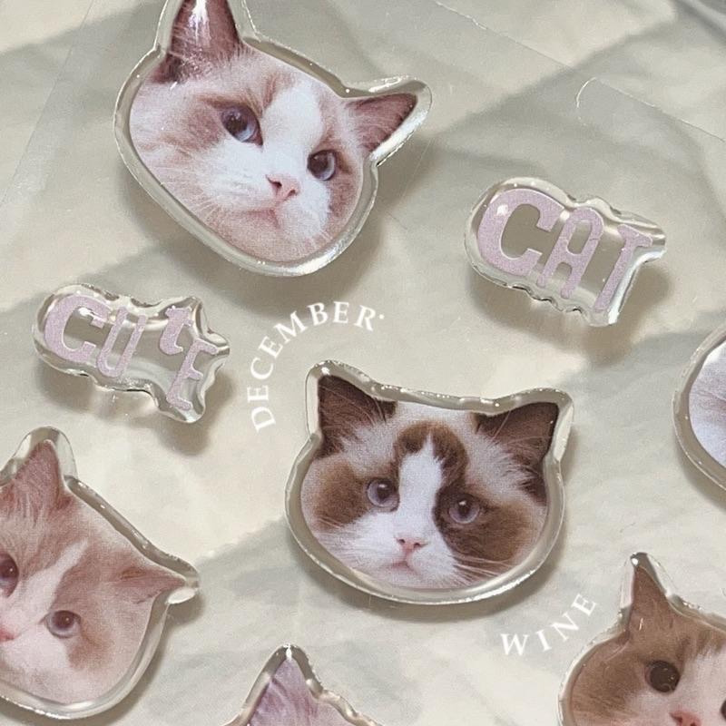 Dec.wine_【貓咪滴膠貼紙】喵喵超萌三入組貼紙🐈‍⬛🐱🐈😻滴膠貼紙 手帳貼紙 可愛貼紙 防水貼紙 筆電貼紙 造型貼-細節圖5