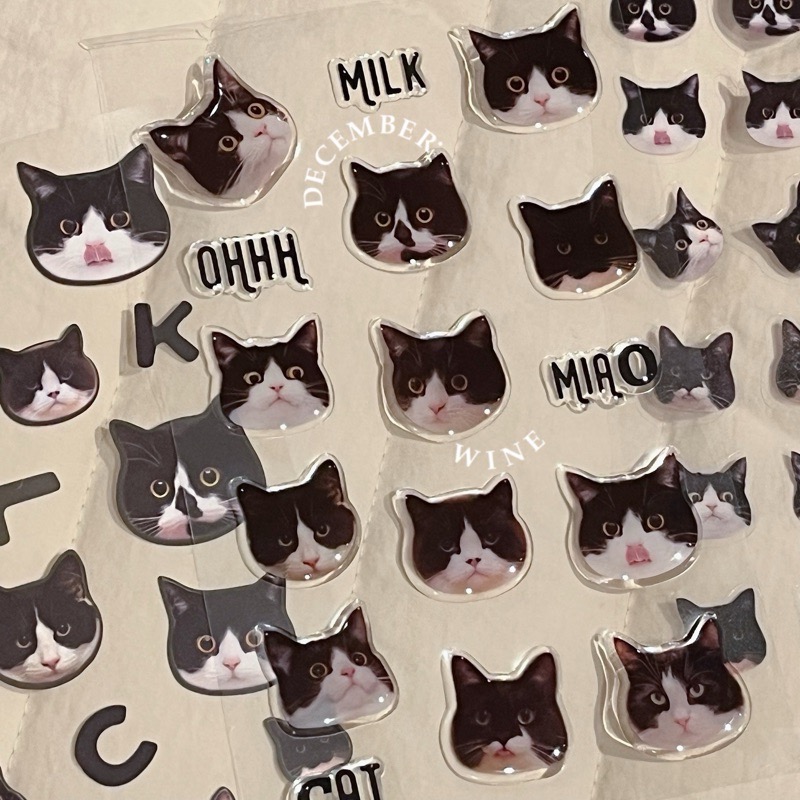 Dec.wine_【貓咪滴膠貼紙】喵喵超萌三入組貼紙🐈‍⬛🐱🐈😻滴膠貼紙 手帳貼紙 可愛貼紙 防水貼紙 筆電貼紙 造型貼-規格圖5