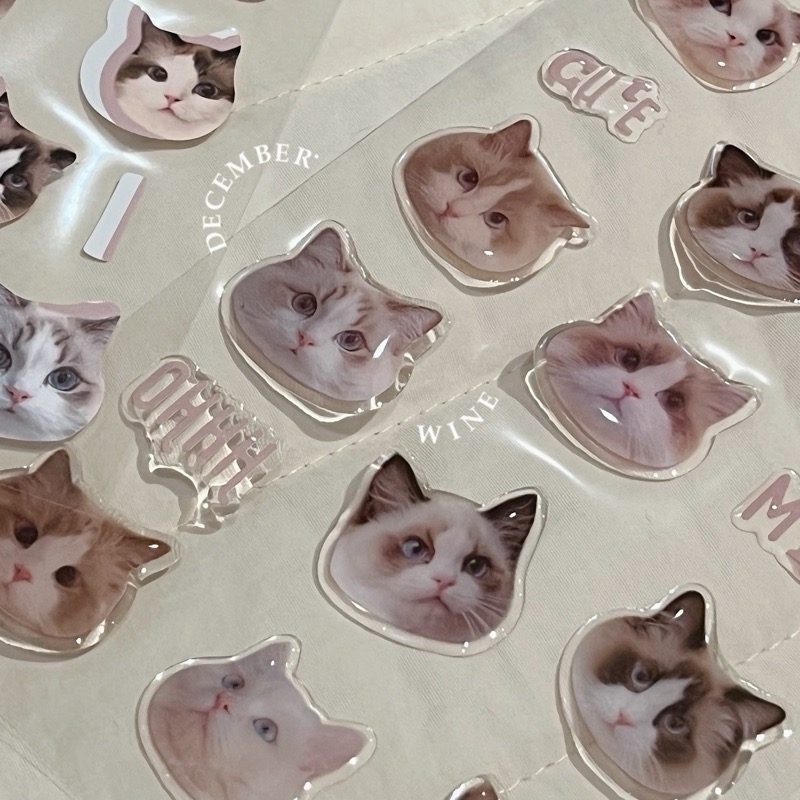 Dec.wine_【貓咪滴膠貼紙】喵喵超萌三入組貼紙🐈‍⬛🐱🐈😻滴膠貼紙 手帳貼紙 可愛貼紙 防水貼紙 筆電貼紙 造型貼-規格圖5