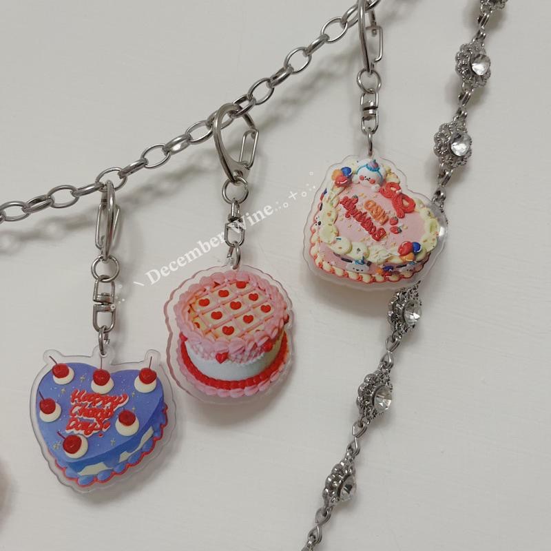 Dec.wine_【文青必備】復古Y2K蛋糕壓克力吊飾 鑰匙扣 配件 卡套吊飾 包包掛飾 鑰匙圈-細節圖4