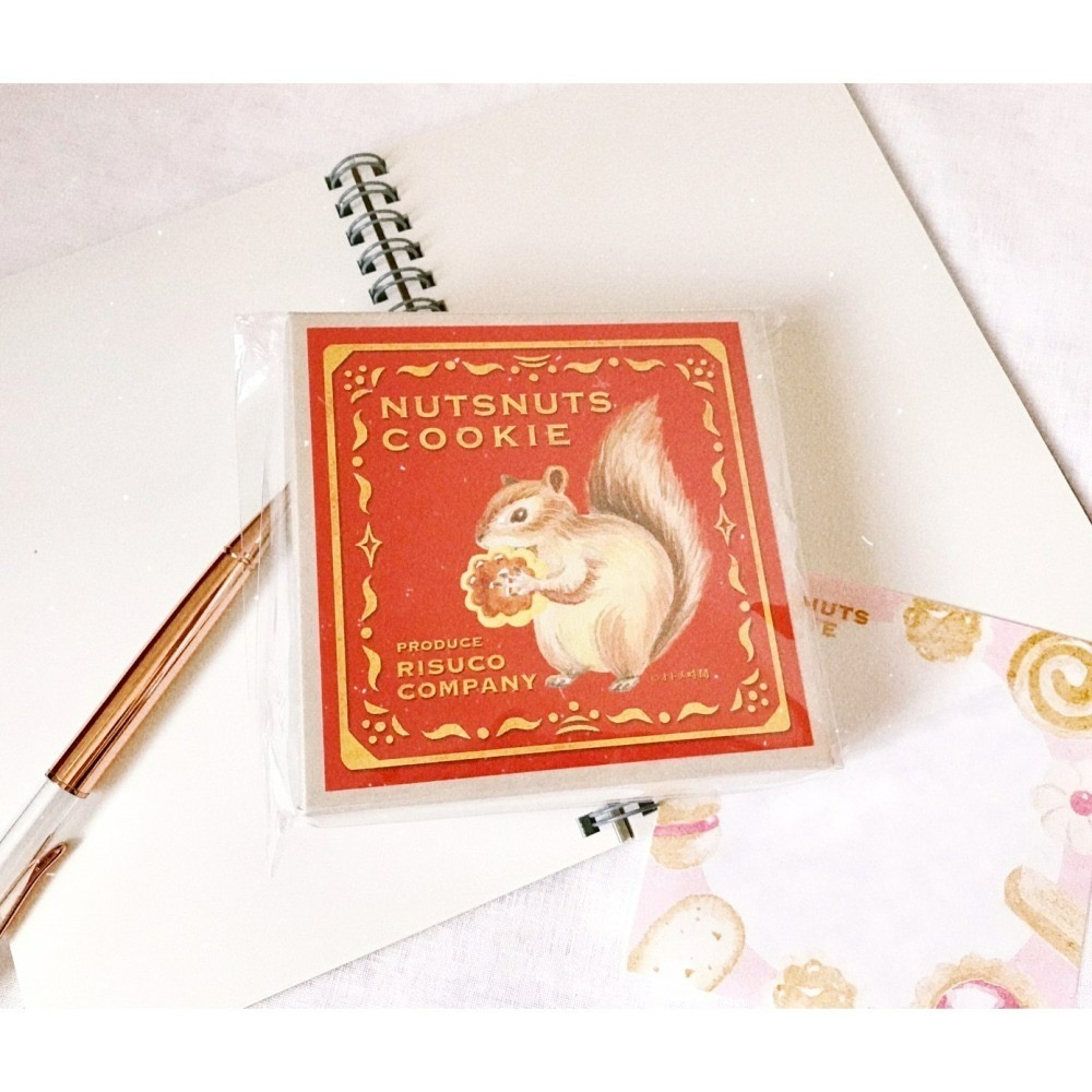 【日本古川紙工】少女時光下午茶 松鼠與餅乾盒裝便條紙-細節圖3