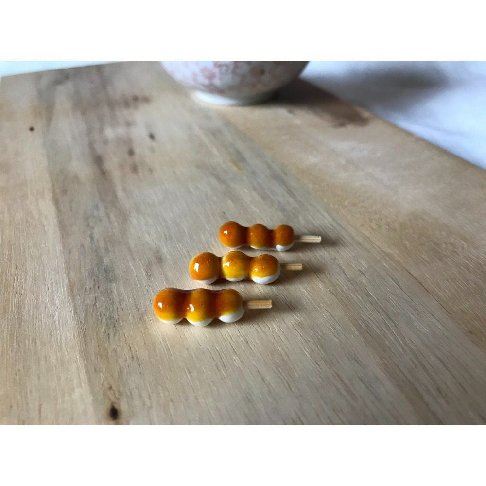 【二諾手作】黏土製迷你日式糰子 三色糰子 紅豆泥糰子 醬油糰子 袖珍模型 仿真甜點-細節圖3