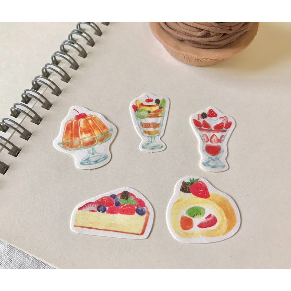 【古川紙工】少女時光下午茶貼紙包 水果蛋糕捲+果凍+草莓聖代-細節圖2