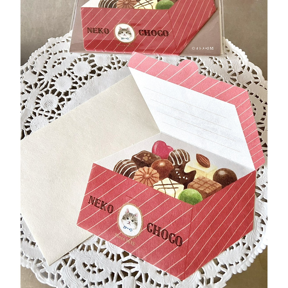 【日本古川紙工】少女時光下午茶信紙組 貓咪巧克力 便箋-細節圖3