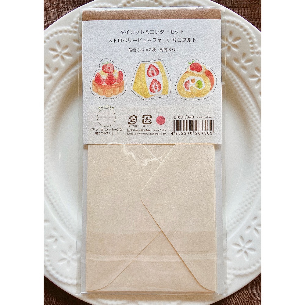 【日本古川紙工】草莓甜點百匯迷你信紙組 草莓塔 蛋糕捲 便箋-細節圖3