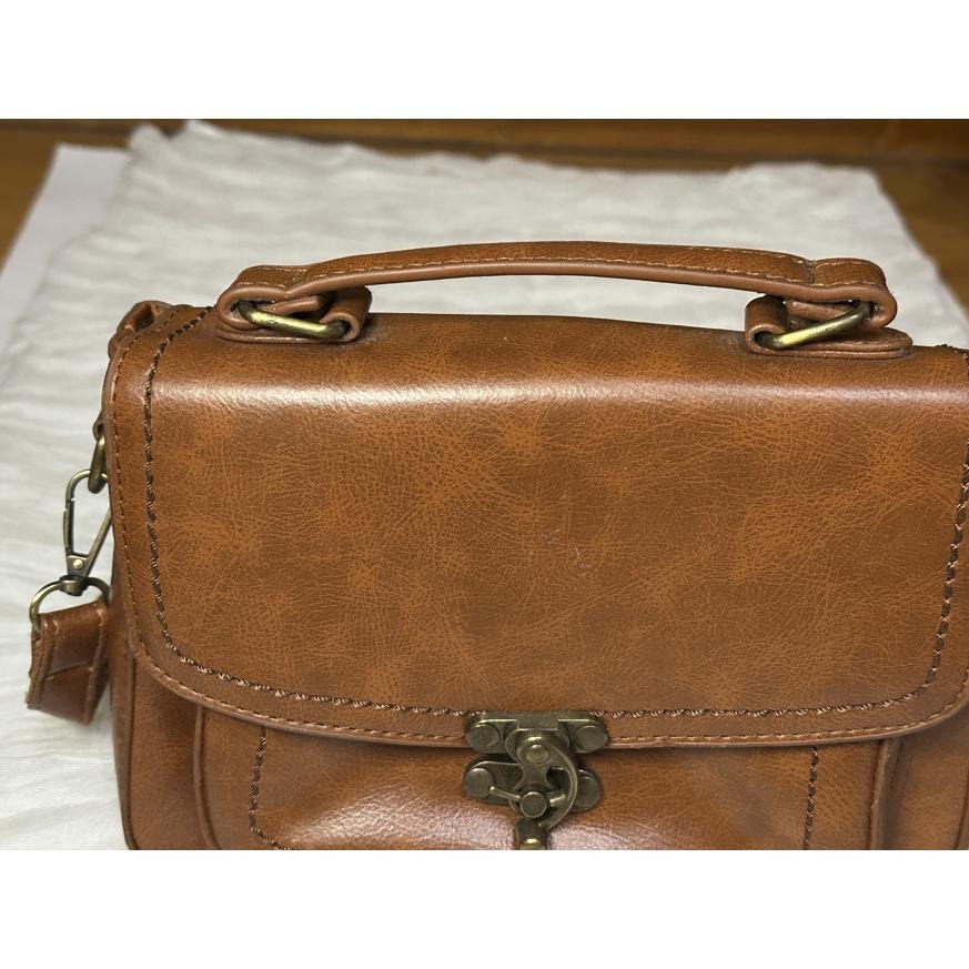 小容量斜背包 棕色包 氣質小包 皮質包包 單肩包 手提包 學院風 文青風-細節圖4