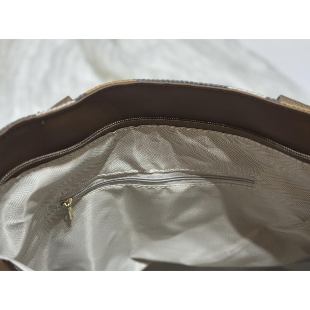 通勤大包包 編織包 氣質肩背包 條紋撞色包包 大容量 媽媽包 附兔子吊飾-細節圖5