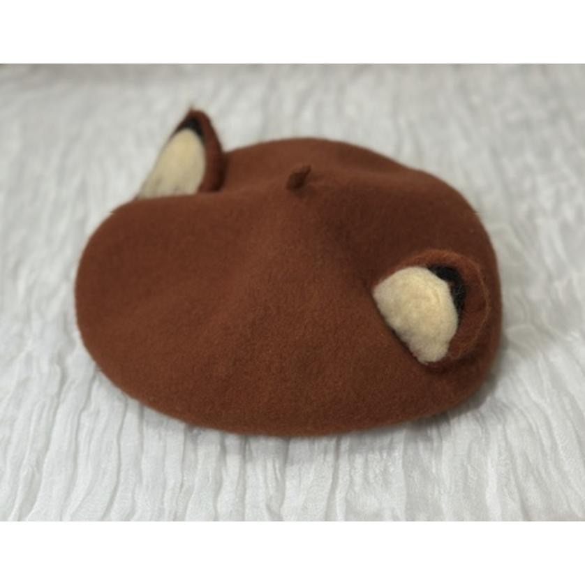 狐狸耳朵 貝蕾帽 小畫家帽 羊毛氈帽-細節圖2