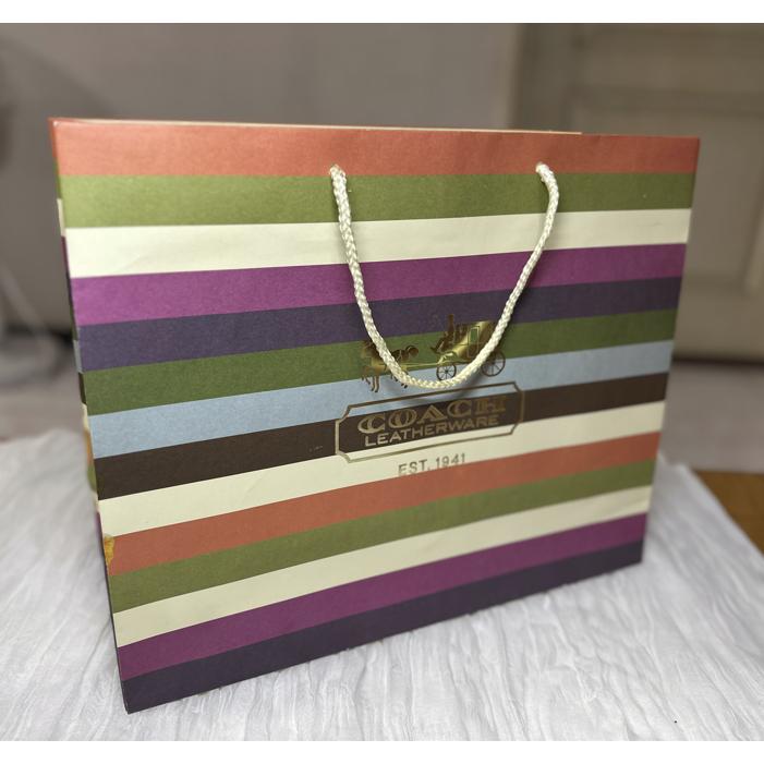 COACH條紋經典紙袋 大型紙袋 美國帶回 40x33x16.3cm-細節圖2