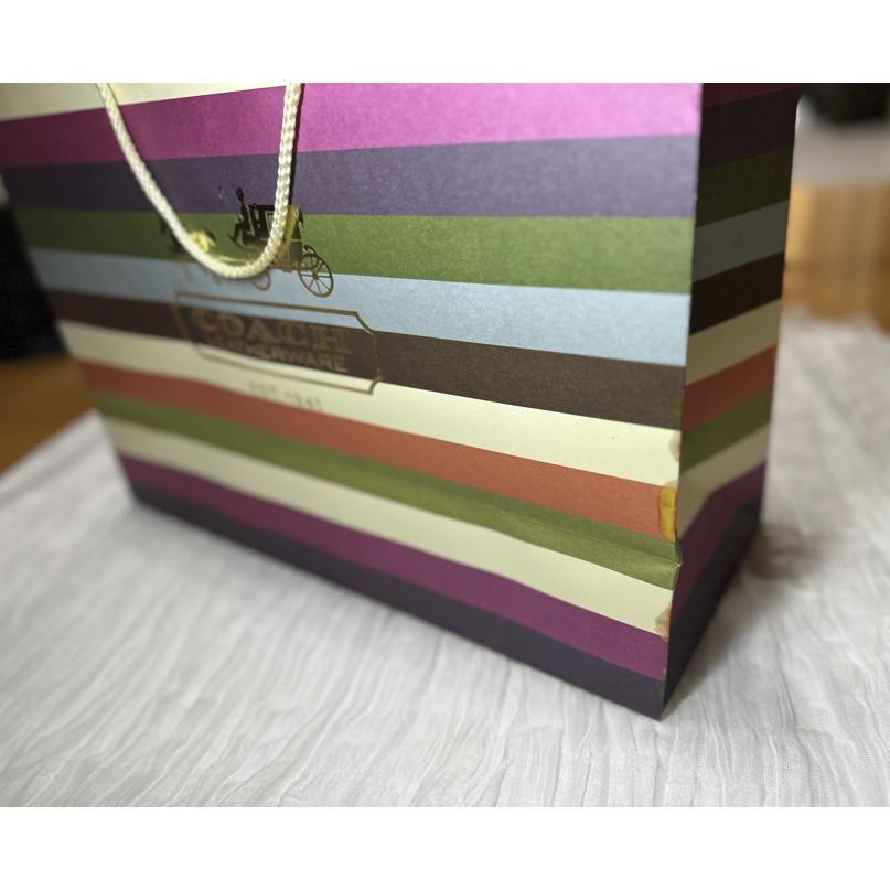 COACH條紋經典紙袋 大型紙袋 美國帶回 40x33x16.3cm-細節圖3