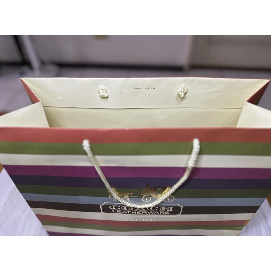 COACH條紋經典紙袋 大型紙袋 美國帶回 40x33x16.3cm-細節圖5