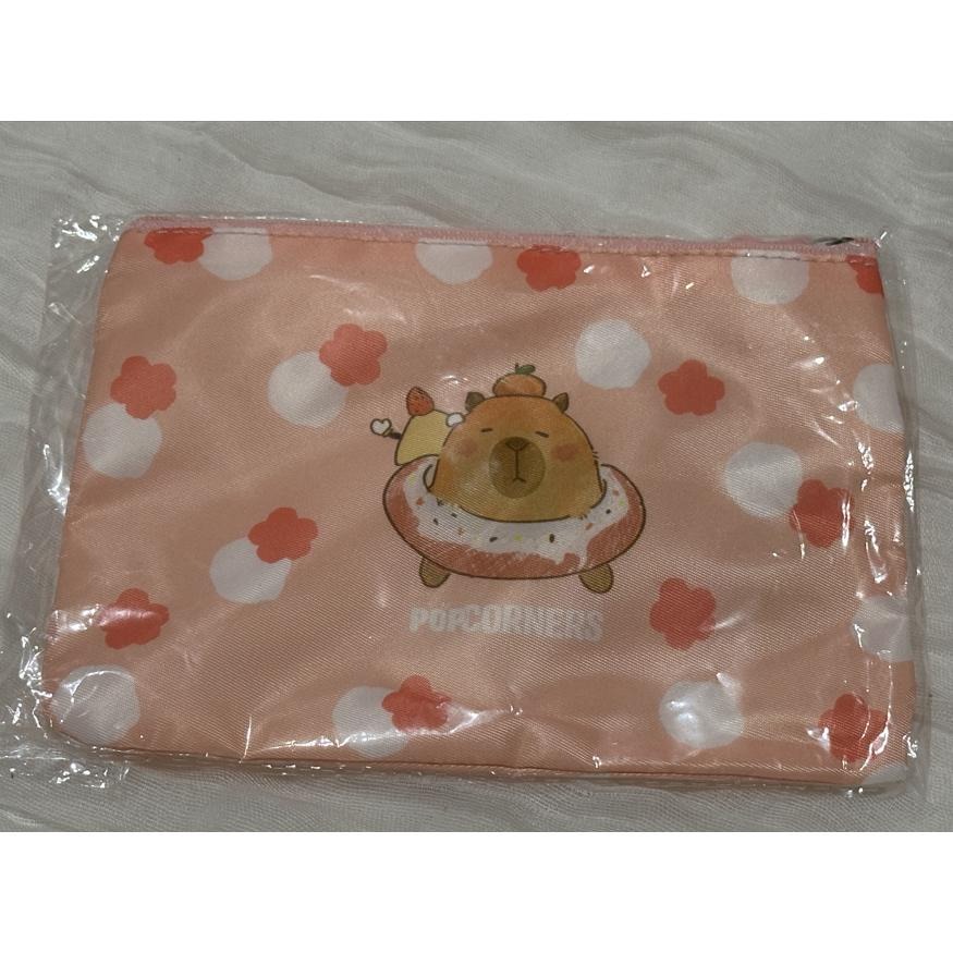 Popcorners X 卡皮水豚隨身收納筆袋 樂事聯名 卡皮巴拉隨身收納袋 小物收納袋 粉紅化妝包-細節圖2