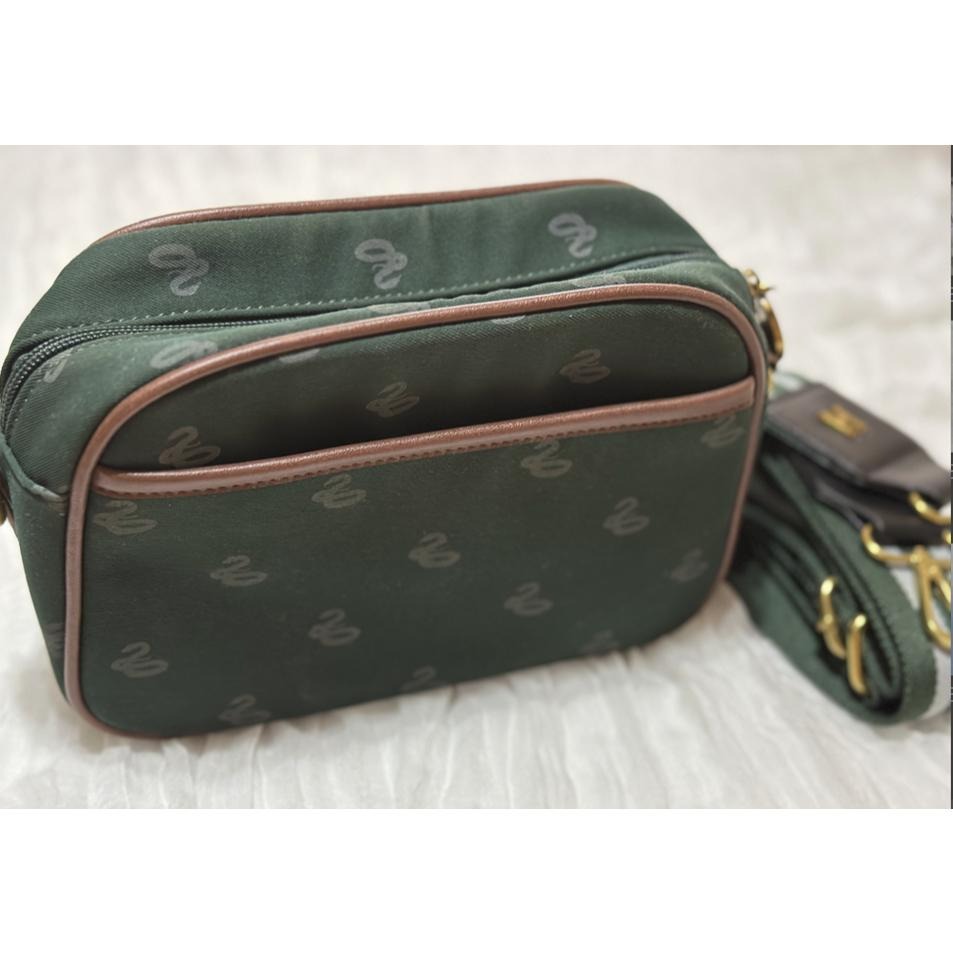 GRACEGIFT 哈利波特紀念商品 史萊哲林 蛇院 布質側背包 側背包雙背帶 深綠色包包-細節圖3