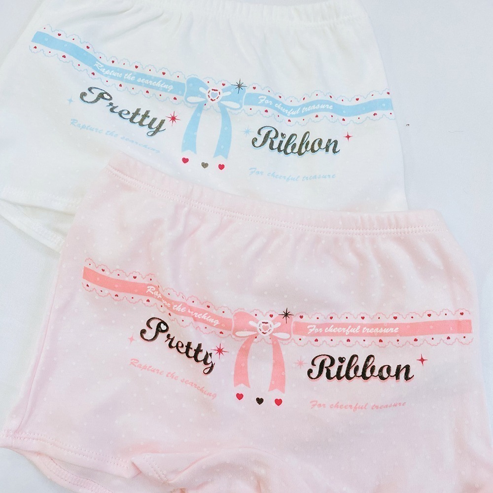 一王美 💈 女童 平口褲 小花蘋果 蝴蝶結 內褲 四角褲 安全 舒適 台灣製 女童四角褲 女童內褲 3574 3598-細節圖2