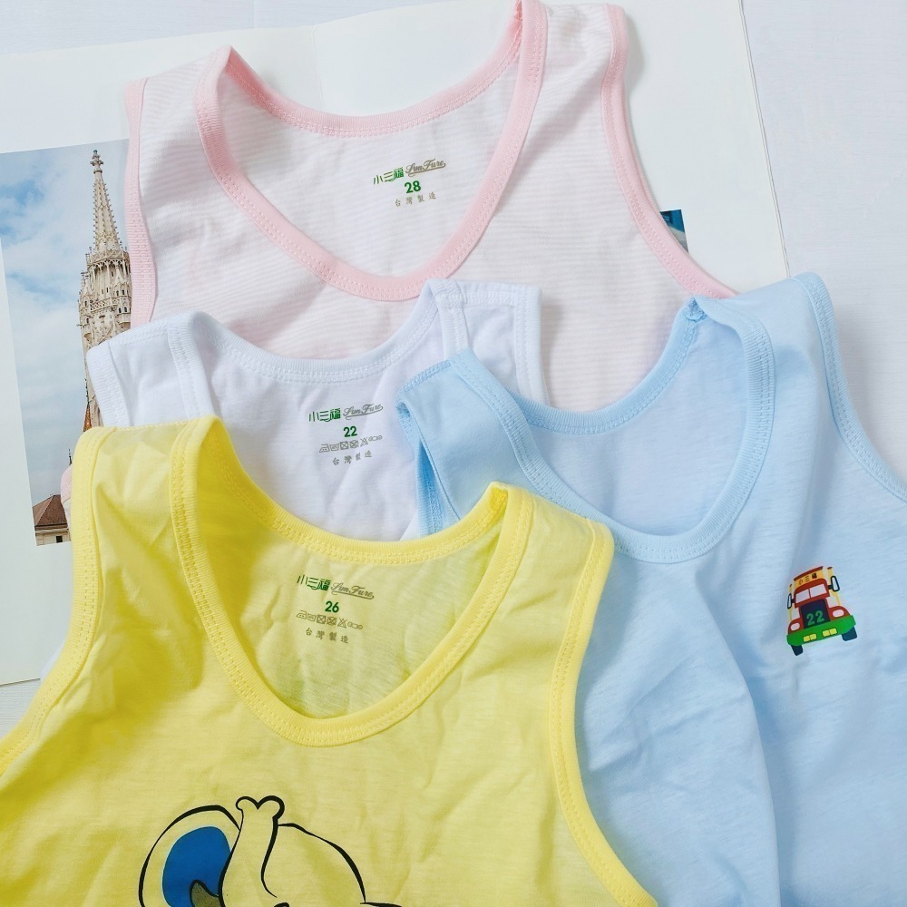 小三福 🌳 單面純棉 背心 無袖 可愛小背心 純棉 透氣排汗 兒童背心 幼童背心 小童背心 內搭背心 105-細節圖2