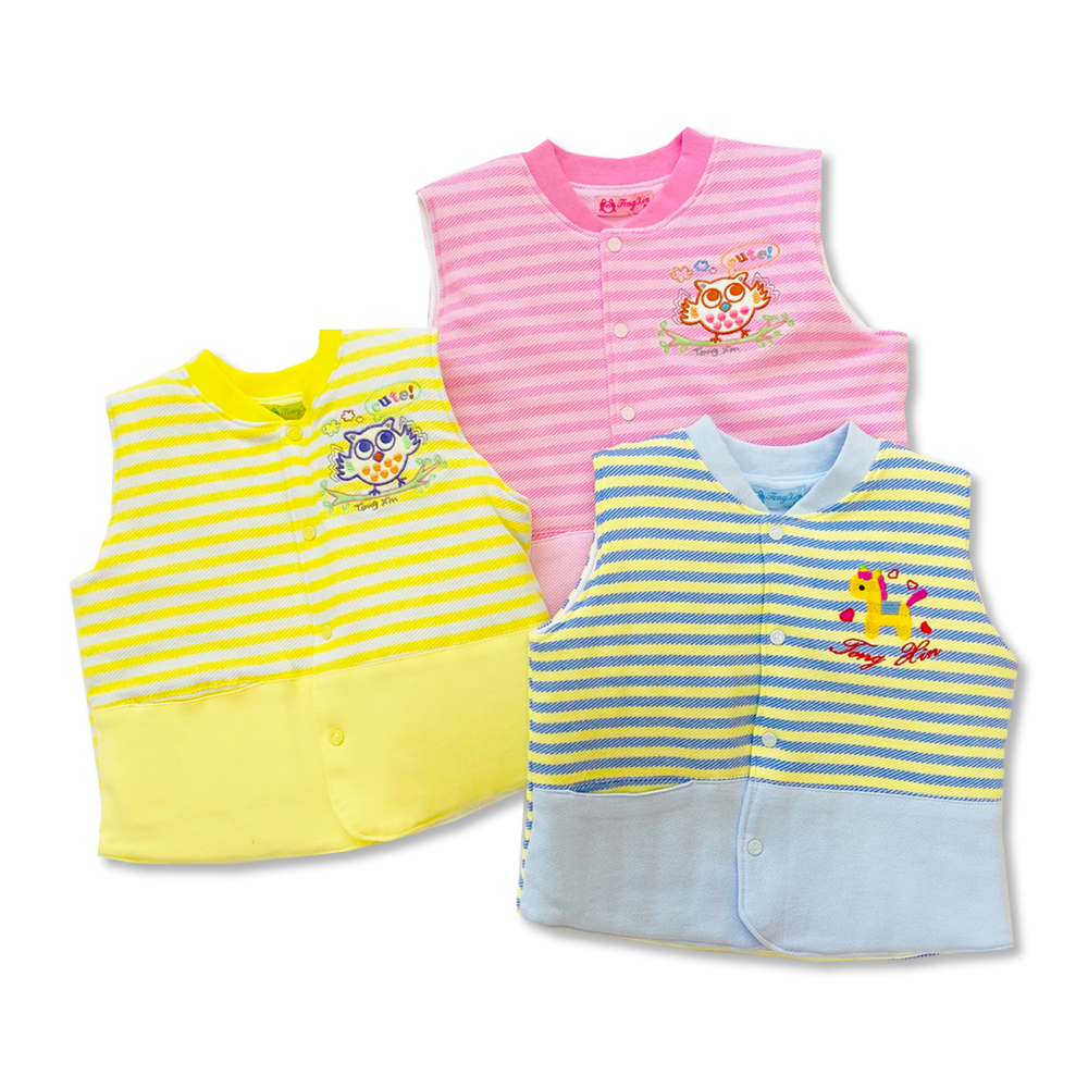 童馨 👶 純棉 前扣條紋 保暖背心 鋪棉背心 秋冬 寶寶背心 幼童背心 保暖背心 台灣製 厚背心 1600