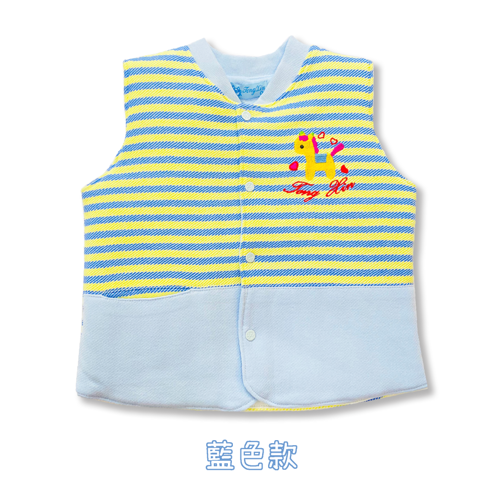 童馨 👶 純棉 前扣條紋 保暖背心 鋪棉背心 秋冬 寶寶背心 幼童背心 保暖背心 台灣製 厚背心 1600-細節圖7