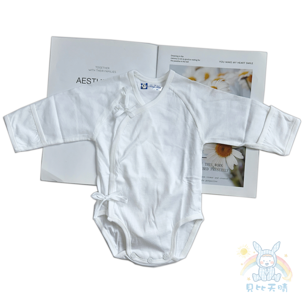 童馨 👶 綁帶 長袖 包屁衣 純棉 新生兒 連身衣 新生兒包屁衣 嬰兒包屁衣 綁帶包屁衣 台灣製  1117-細節圖8
