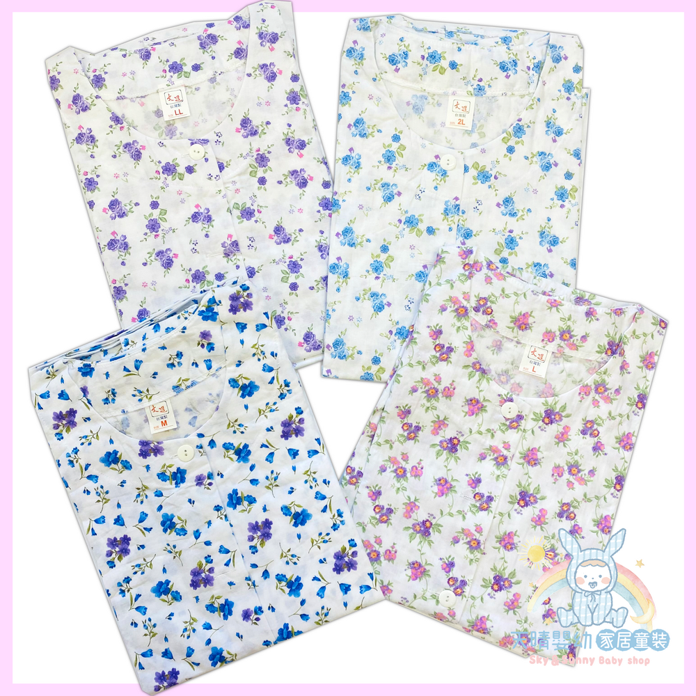 阿嬤居家 👖 短袖套裝 文進 春夏純棉 銀髮族 薄款 阿嬤睡衣 女大居家服 女生睡衣-細節圖4