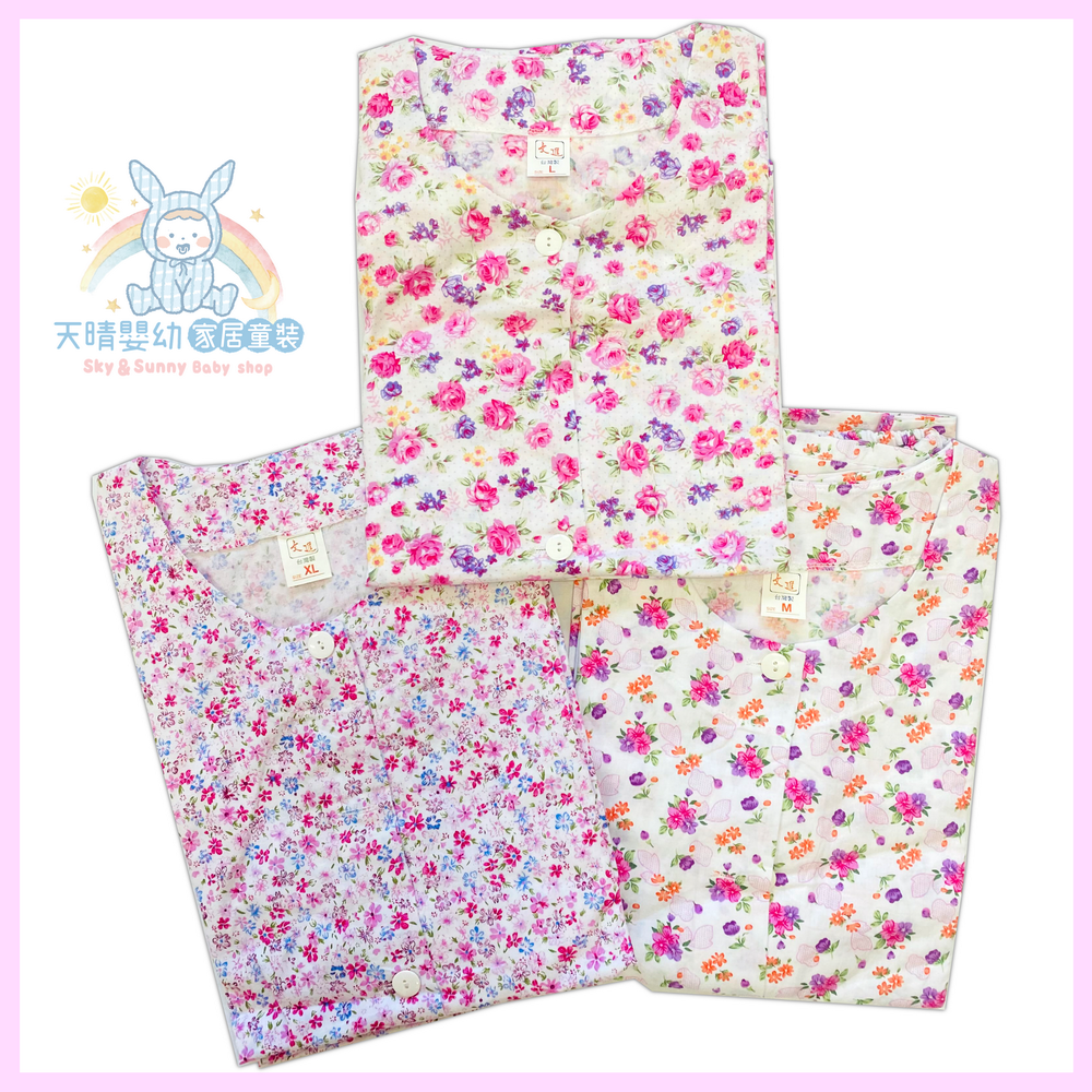 阿嬤居家 👖 短袖套裝 文進 春夏純棉 銀髮族 薄款 阿嬤睡衣 女大居家服 女生睡衣-細節圖5