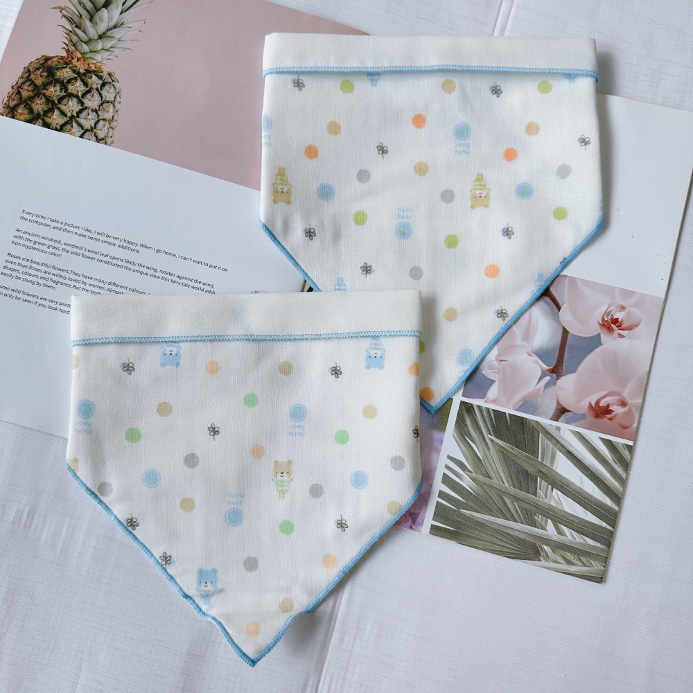 哈哈熊 🐻 印花 紗布 三角巾 領巾 口水巾 SGS 認證 舒適 柔軟 台灣製造 品質保證 508-細節圖5