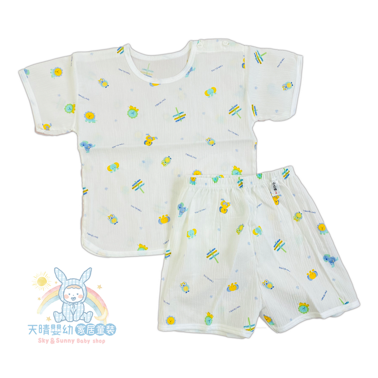 藍色💙麻紗短袖套裝