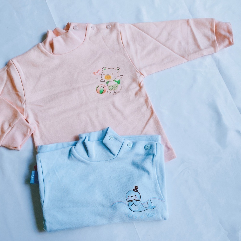 童馨 👶 純棉 中厚棉 小長袖 高領 肩開 束口 居家 衛生衣 睡衣 市場熱銷 2106 2107-細節圖9