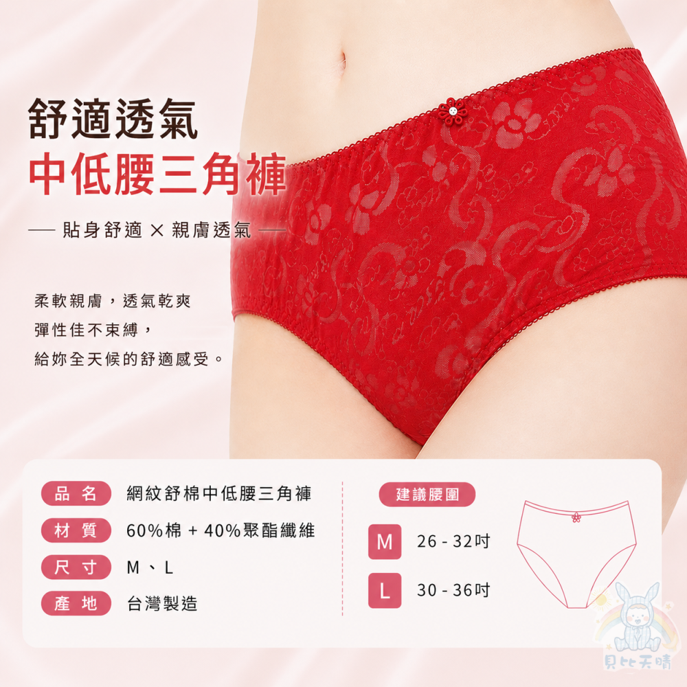 台灣製⭐ 茜施特 SISTER Style 時尚內褲 網紋 舒棉 中低腰 三角褲 孕婦可穿 性感內褲  6622-細節圖3