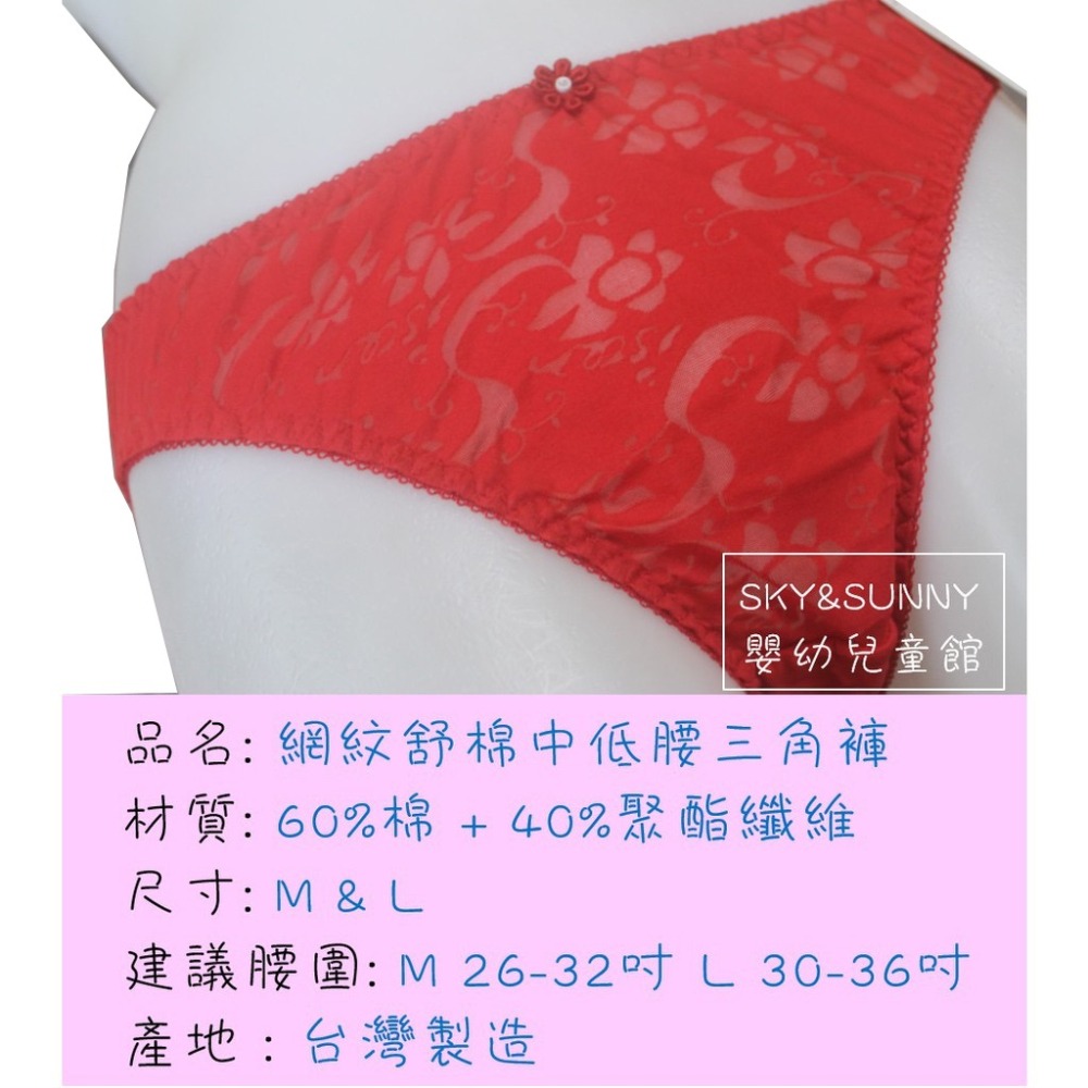 台灣製⭐ 茜施特 SISTER Style 時尚內褲 網紋 舒棉 中低腰 三角褲 孕婦可穿 性感內褲  6622-細節圖5