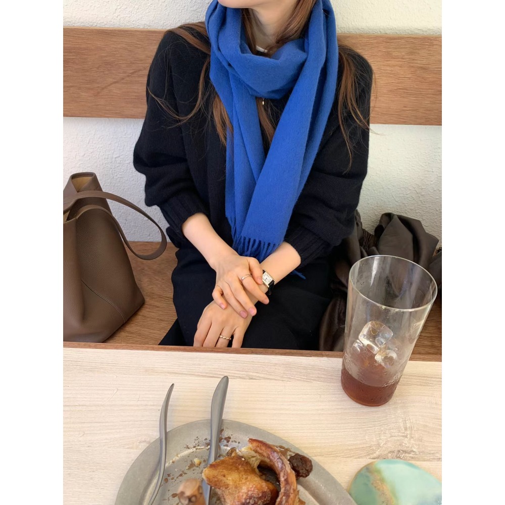 [25F1014]🇰🇷正韓空運(現貨+預購)/韓國東大門APM/秋冬新品/ OUNCE柔軟不扎膚素色流蘇羊毛圍巾（八色）-規格圖10