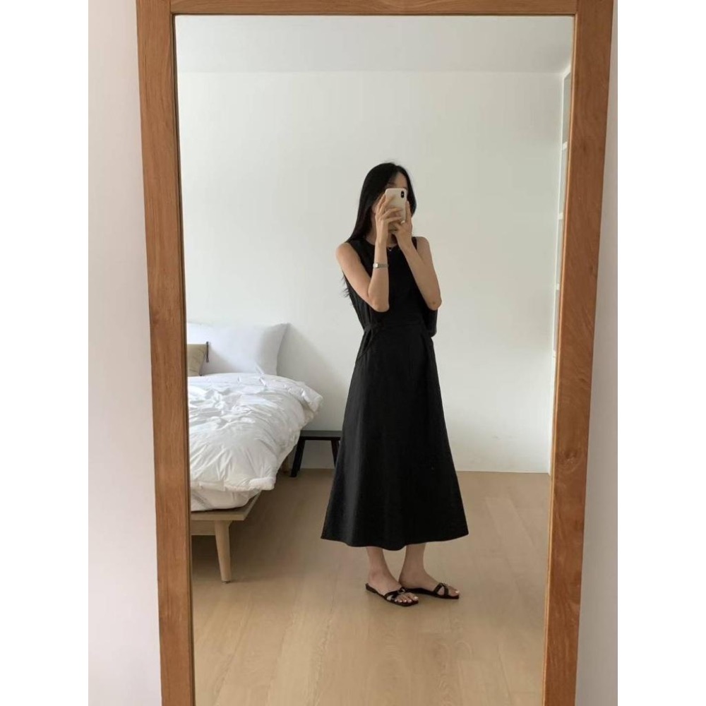 [25S0717]🇰🇷正韓空運(現貨+預購)/韓國代購/春夏新品/不挑身形一件式涼感修身剪裁連身裙(三色)-細節圖8