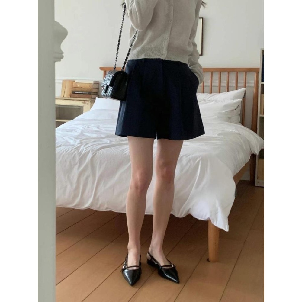 [25S0311]🇰🇷正韓空運(現貨+預購)/韓國代購/韓國東大門/早春新品/顯瘦純棉百搭高腰短褲(兩色)-細節圖4