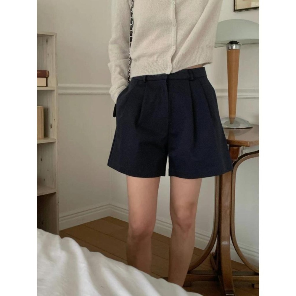 [25S0311]🇰🇷正韓空運(現貨+預購)/韓國代購/韓國東大門/早春新品/顯瘦純棉百搭高腰短褲(兩色)-細節圖8