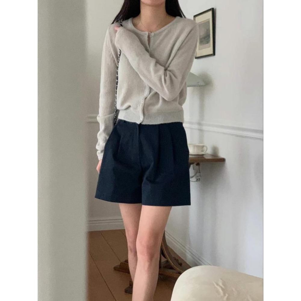 [25S0311]🇰🇷正韓空運(現貨+預購)/韓國代購/韓國東大門/早春新品/顯瘦純棉百搭高腰短褲(兩色)-細節圖9